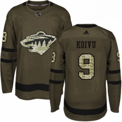 Mens Adidas Minnesota Wild 9 Mikko Koivu Premier Green Salute to Service NHL Jersey 