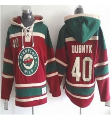 Minnesota Wild #40 Devan Dubnyk Red Sawyer Hooded Sweatshirt Stitched NHL Jersey