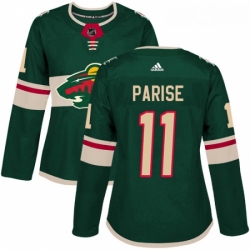 Womens Adidas Minnesota Wild 11 Zach Parise Premier Green Home NHL Jersey 