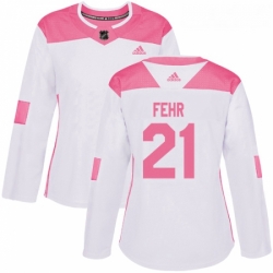 Womens Adidas Minnesota Wild 21 Eric Fehr Authentic White Pink Fashion NHL Jersey 