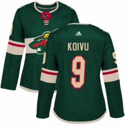 Womens Adidas Minnesota Wild 9 Mikko Koivu Premier Green Home NHL Jersey 