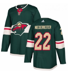 Youth Adidas Minnesota Wild 22 Nino Niederreiter Premier Green Home NHL Jersey 