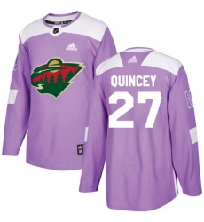 Youth Adidas Minnesota Wild 27 Kyle Quincey Authentic Purple Fights Cancer Practice NHL Jersey 