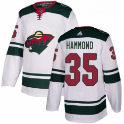 Youth Adidas Minnesota Wild 35 Andrew Hammond Authentic White Away NHL Jersey 