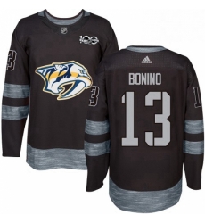 Mens Adidas Nashville Predators 13 Nick Bonino Authentic Black 1917 2017 100th Anniversary NHL Jersey 