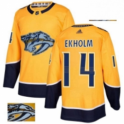 Mens Adidas Nashville Predators 14 Mattias Ekholm Authentic Gold Fashion Gold NHL Jersey 