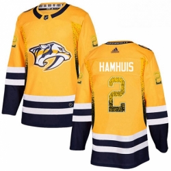 Mens Adidas Nashville Predators 2 Dan Hamhuis Authentic Gold Drift Fashion NHL Jersey 