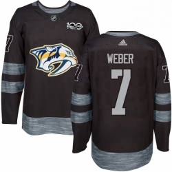 Mens Adidas Nashville Predators 7 Yannick Weber Authentic Black 1917 2017 100th Anniversary NHL Jersey 