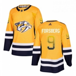 Mens Adidas Nashville Predators 9 Filip Forsberg Authentic Gold Drift FashionNHL Jersey 