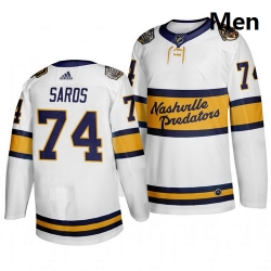 Predators 74 Juuse Saros White 2020 Winter Classic Adidas Jersey