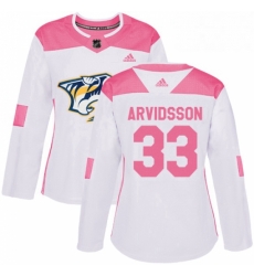 Womens Adidas Nashville Predators 33 Viktor Arvidsson Authentic WhitePink Fashion NHL Jersey 