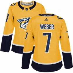 Womens Adidas Nashville Predators 7 Yannick Weber Authentic Gold Home NHL Jersey 