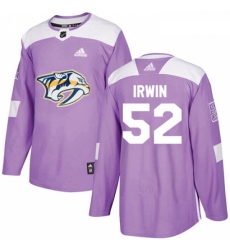 Youth Adidas Nashville Predators 52 Matt Irwin Authentic Purple Fights Cancer Practice NHL Jersey 