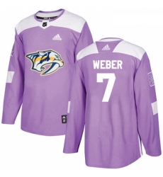 Youth Adidas Nashville Predators 7 Yannick Weber Authentic Purple Fights Cancer Practice NHL Jersey 