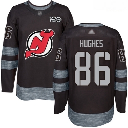 Devils #86 Jack Hughes Black 1917 2017 100th Anniversary Stitched Hockey Jersey