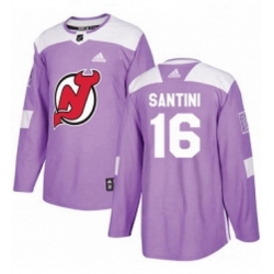 Mens Adidas New Jersey Devils 16 Steve Santini Authentic Purple Fights Cancer Practice NHL Jersey 