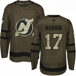 Mens Adidas New Jersey Devils 17 Patrick Maroon Authentic Green Salute to Service NHL Jerseyey 