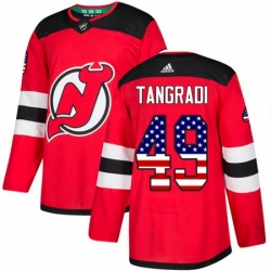 Mens Adidas New Jersey Devils 49 Eric Tangradi Authentic Red USA Flag Fashion NHL Jersey 