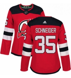 Womens Adidas New Jersey Devils 35 Cory Schneider Authentic Red Home NHL Jersey 