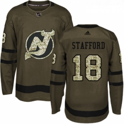 Youth Adidas New Jersey Devils 18 Drew Stafford Authentic Green Salute to Service NHL Jersey 