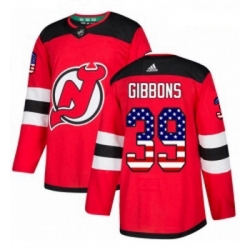 Youth Adidas New Jersey Devils 39 Brian Gibbons Authentic Red USA Flag Fashion NHL Jersey 