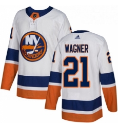 Mens Adidas New York Islanders 21 Chris Wagner Authentic White Away NHL Jersey 