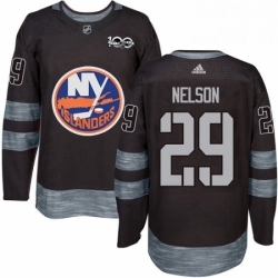 Mens Adidas New York Islanders 29 Brock Nelson Authentic Black 1917 2017 100th Anniversary NHL Jersey 