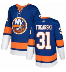 Mens Adidas New York Islanders 31 Dustin Tokarski Premier Royal Blue Home NHL Jersey 