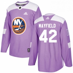 Mens Adidas New York Islanders 42 Scott Mayfield Authentic Purple Fights Cancer Practice NHL Jersey 