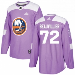 Mens Adidas New York Islanders 72 Anthony Beauvillier Authentic Purple Fights Cancer Practice NHL Jersey 