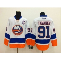 NHL New York Islanders #91 John Tavares white-blue jerseys