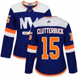 Womens Adidas New York Islanders 15 Cal Clutterbuck Premier Blue Alternate NHL Jersey 