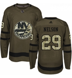 Youth Adidas New York Islanders 29 Brock Nelson Authentic Green Salute to Service NHL Jersey 