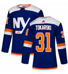 Youth Adidas New York Islanders 31 Dustin Tokarski Premier Blue Alternate NHL Jersey 