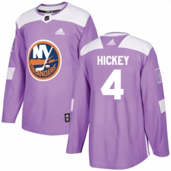 Youth Adidas New York Islanders 4 Thomas Hickey Authentic Purple Fights Cancer Practice NHL Jersey 