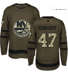 Youth Adidas New York Islanders 47 Leo Komarov Premier Green Salute to Service NHL Jersey 