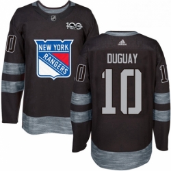 Mens Adidas New York Rangers 10 Ron Duguay Premier Black 1917 2017 100th Anniversary NHL Jersey 