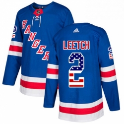 Mens Adidas New York Rangers 2 Brian Leetch Authentic Royal Blue USA Flag Fashion NHL Jersey 