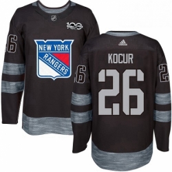 Mens Adidas New York Rangers 26 Joe Kocur Authentic Black 1917 2017 100th Anniversary NHL Jersey 