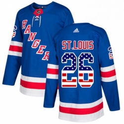 Mens Adidas New York Rangers 26 Martin St Louis Authentic Royal Blue USA Flag Fashion NHL Jersey 