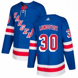 Mens Adidas New York Rangers 30 Henrik Lundqvist Authentic Royal Blue Home NHL Jersey 