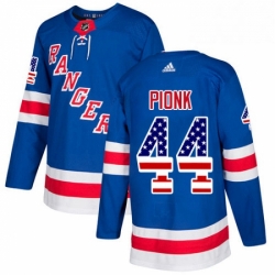 Mens Adidas New York Rangers 44 Neal Pionk Royal Blue Home Authentic USA Flag Stitched NHL Jersey 