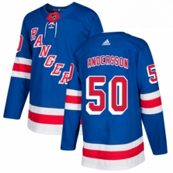 Mens Adidas New York Rangers 50 Lias Andersson Authentic Royal Blue Home NHL Jersey 