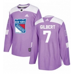 Mens Adidas New York Rangers 7 Rod Gilbert Authentic Purple Fights Cancer Practice NHL Jersey 