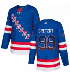 Mens Adidas New York Rangers 99 Wayne Gretzky Authentic Royal Blue Drift Fashion NHL Jersey 