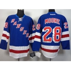 New York Rangers 28 Dominic Moore Blue Home Stitched NHL Jersey