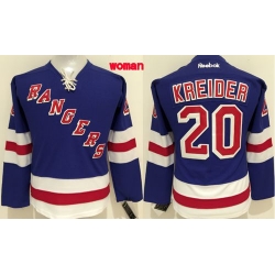 Rangers #20 Chris Kreider Blue Womens Home Stitched NHL Jersey