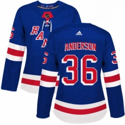 Womens Adidas New York Rangers 36 Glenn Anderson Premier Royal Blue Home NHL Jersey 