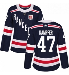 Womens Adidas New York Rangers 47 Steven Kampfer Authentic Navy Blue 2018 Winter Classic NHL Jersey 