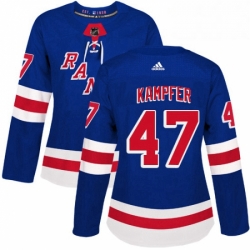 Womens Adidas New York Rangers 47 Steven Kampfer Authentic Royal Blue Home NHL Jersey 